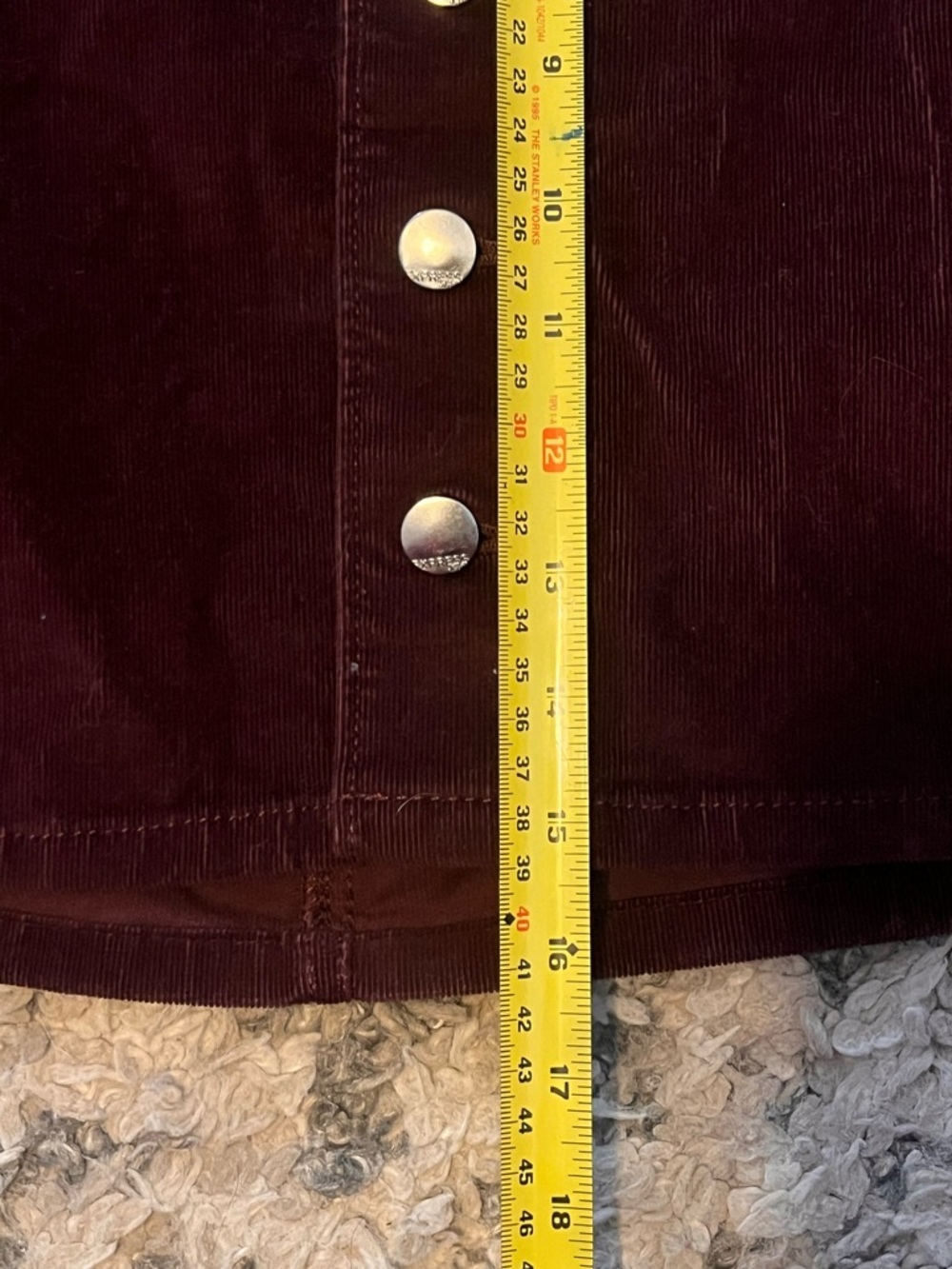 Express Button-Front Corduroy Mini Skirt in Deep Burgundy - Picture 6 of 6